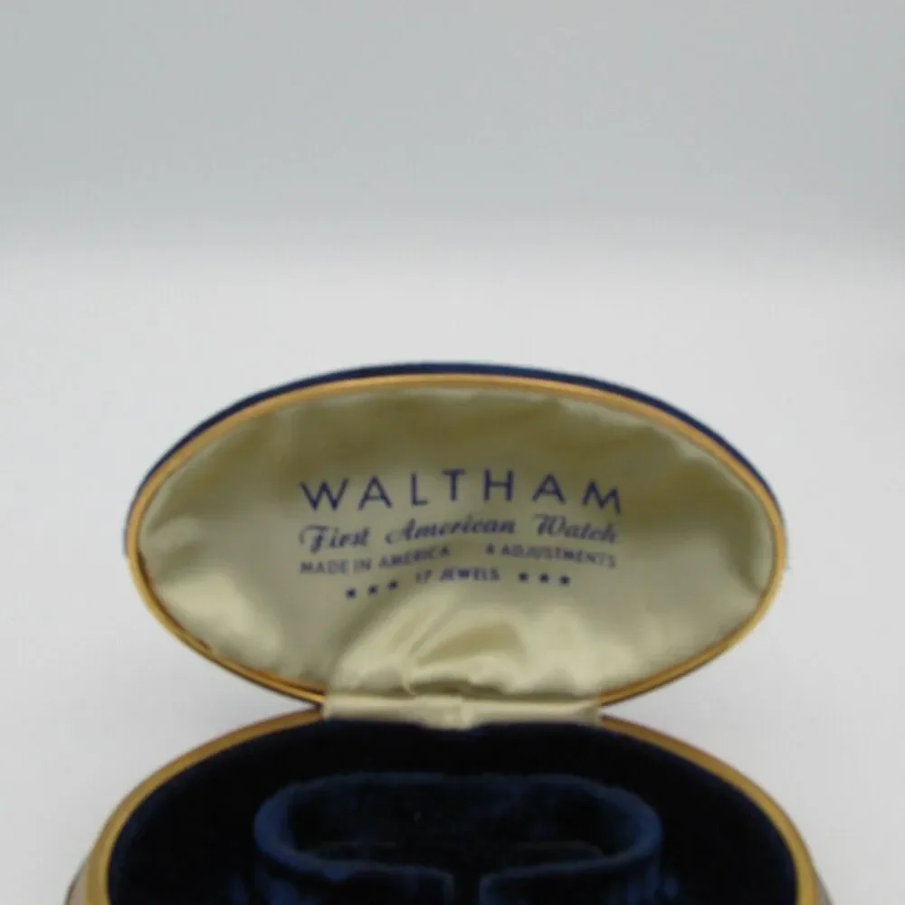 Waltham Blue Velvet Watch Box Presentation Case First American Watch Art Deco